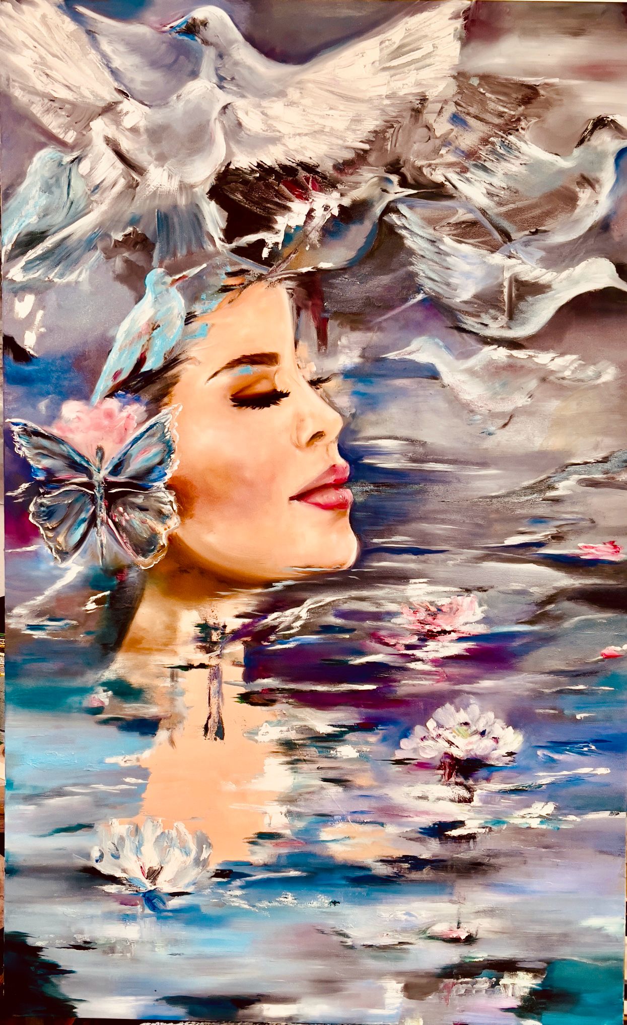 Nymph's Embrace Oil Painting (ORIGINAL)