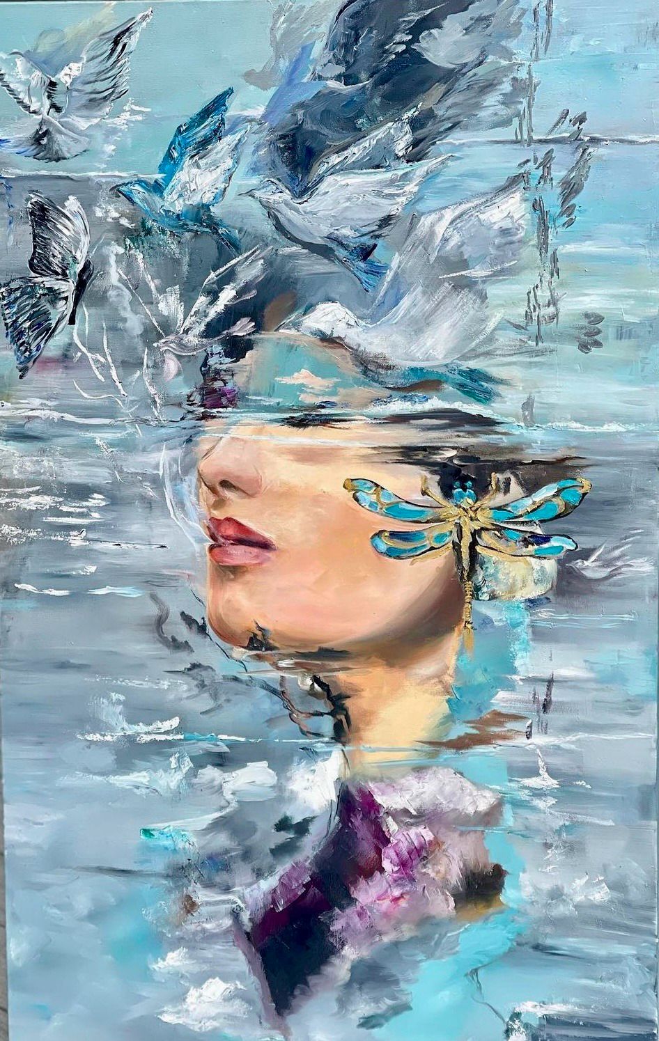 Fly Underwater Oil Painting (REPRINT) | Mojgan Vahdati - Nia | Mojarts