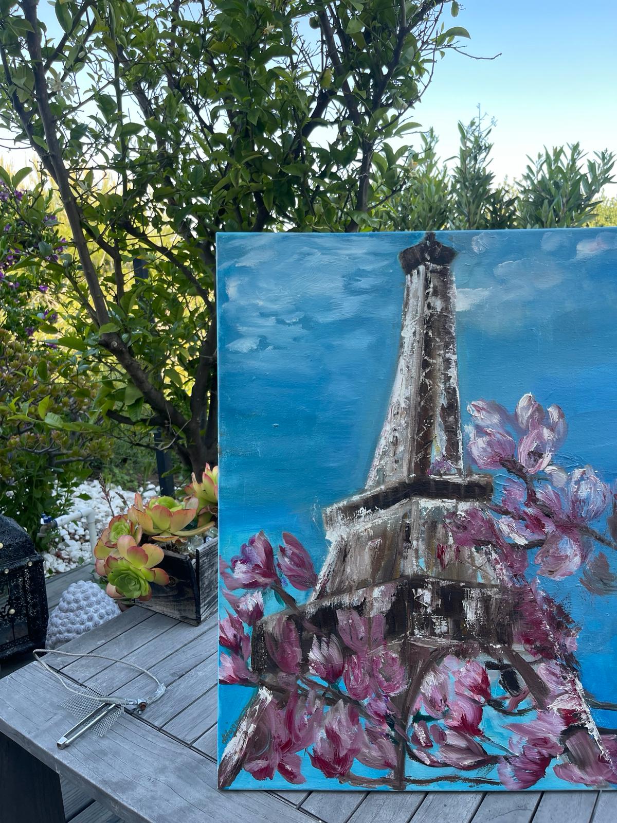 Abstract Eiffel Tower Oil Painting (SOLD) PRINT ONLY