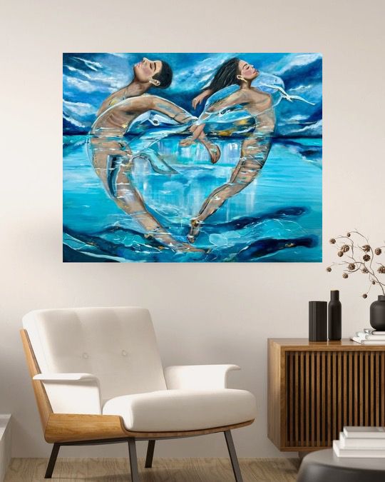 Oceanic Embrace Oil Painting (REPRINT) | Mojgan Vahdati - Nia | Mojarts