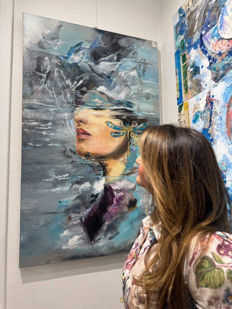 (HANDCRAFTED) Fly Under Water painting greeting cards