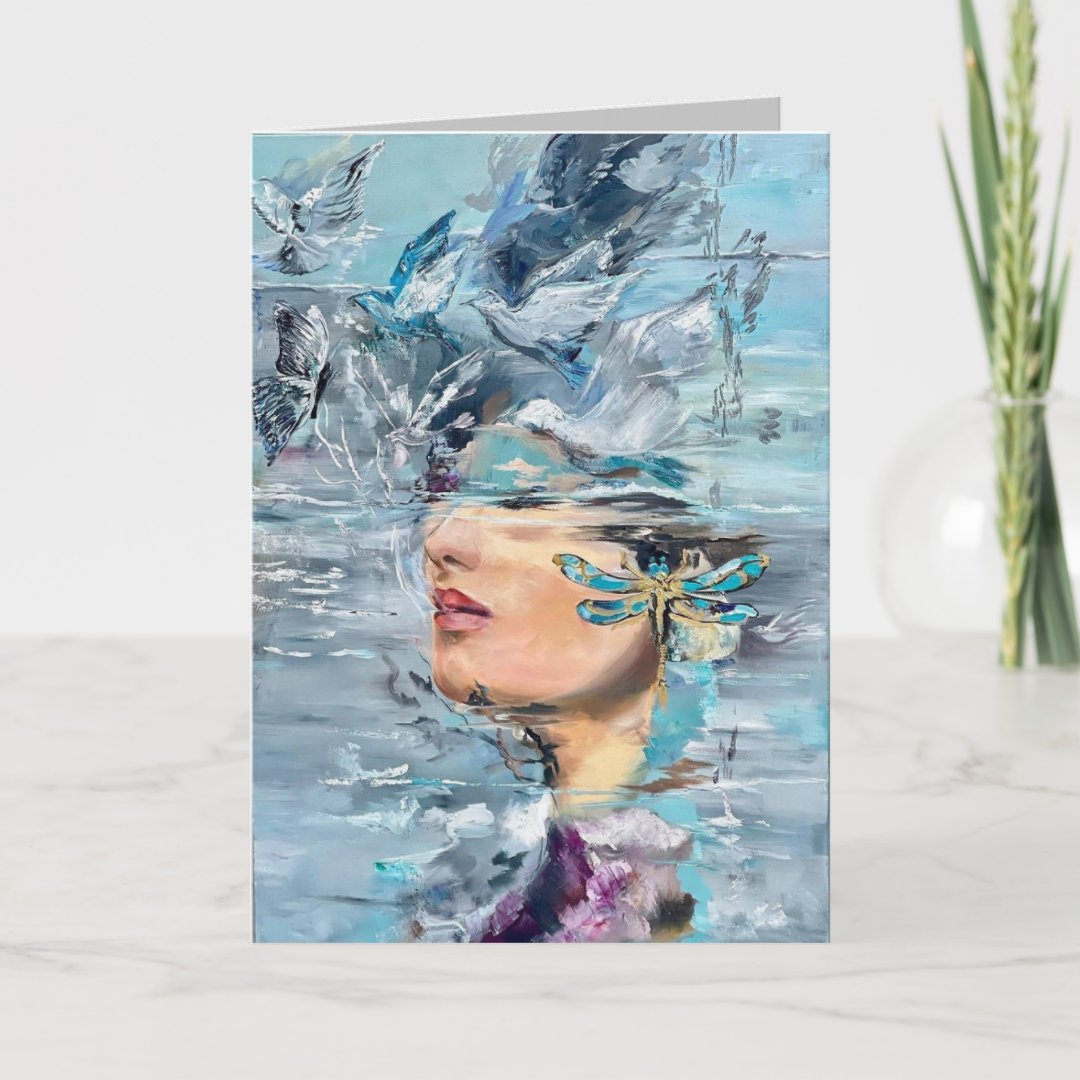 Fly Under Water Painting greeting cards, Mojgan Vahdati-Nia