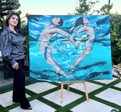 Oceanic Embrace Oil Painting (REPRINT) | Mojgan Vahdati - Nia | Mojarts