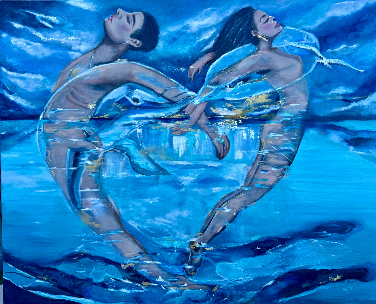 Oceanic Embrace Oil Painting (REPRINT) | Mojgan Vahdati - Nia | Mojarts
