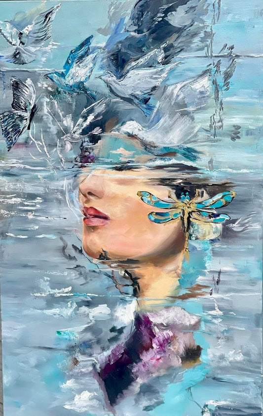 Fly Underwater Oil Painting (REPRINT) | Mojgan Vahdati - Nia | Mojarts